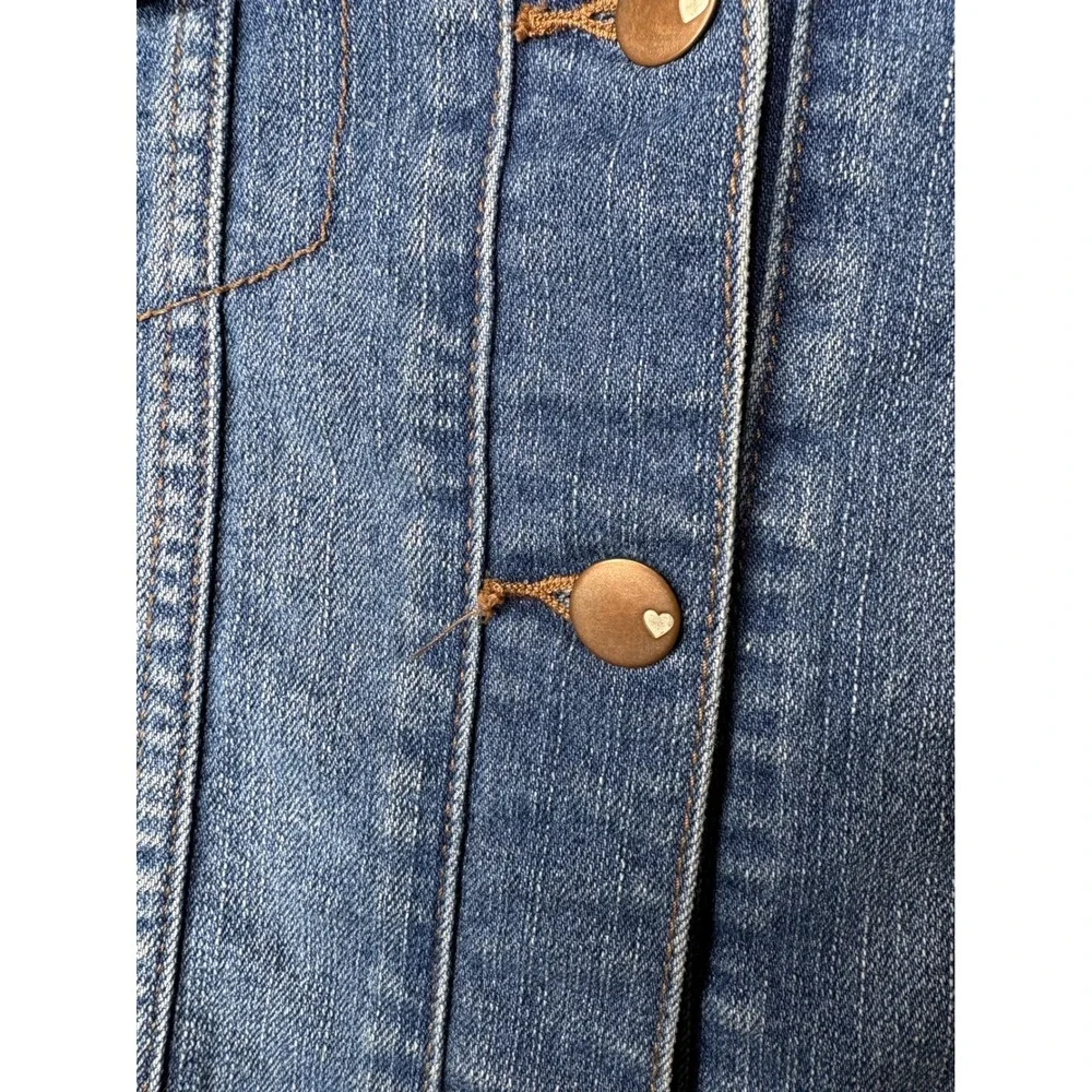 Childrens Place‎ Girls Denim Jacket Medium Wash Blue Heart Buttons Size L 10 12